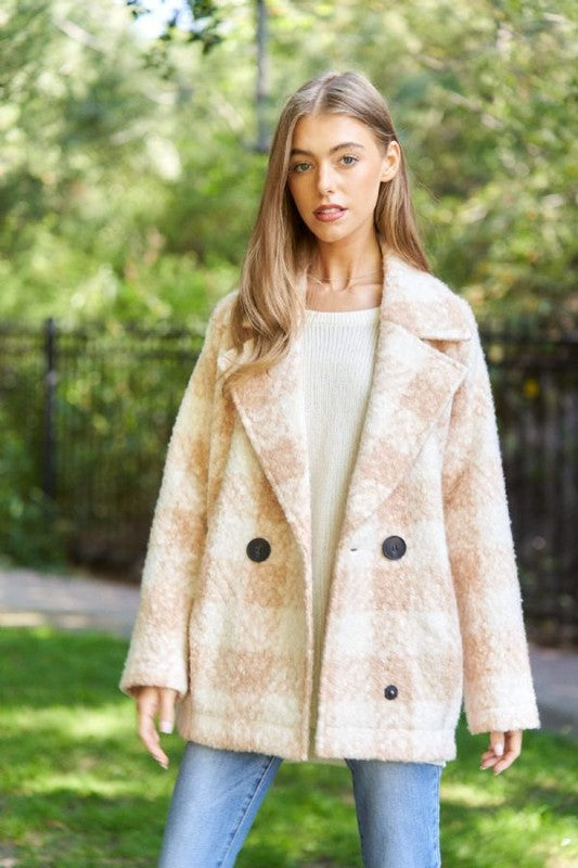 Fuzzy Boucle Double Breasted Coat