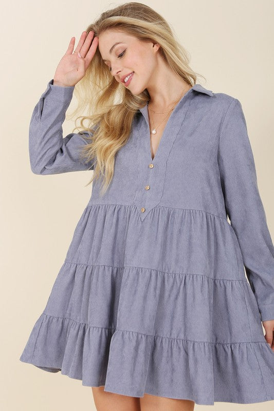 Maren Corduroy Tiered Dress