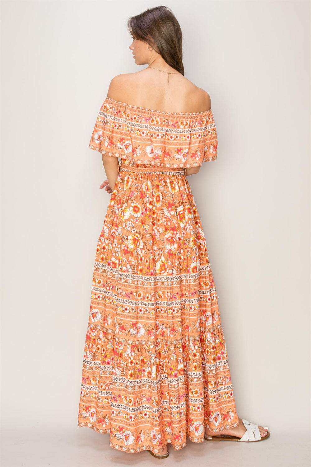 Kelsey Floral Off-Shoulder Tie Front Maxi Dress