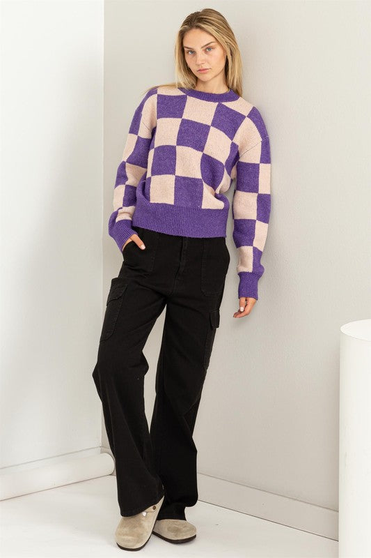 Waverly Checkered Long Sleeve Sweater