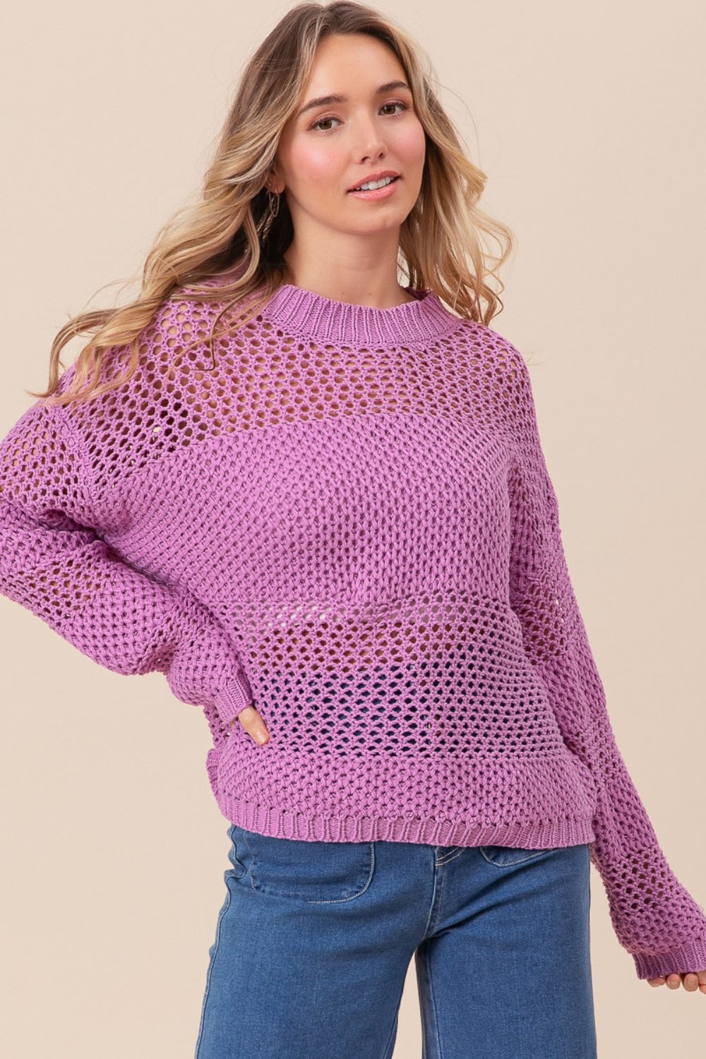 Hadley Openwork Long Sleeve Knit Top