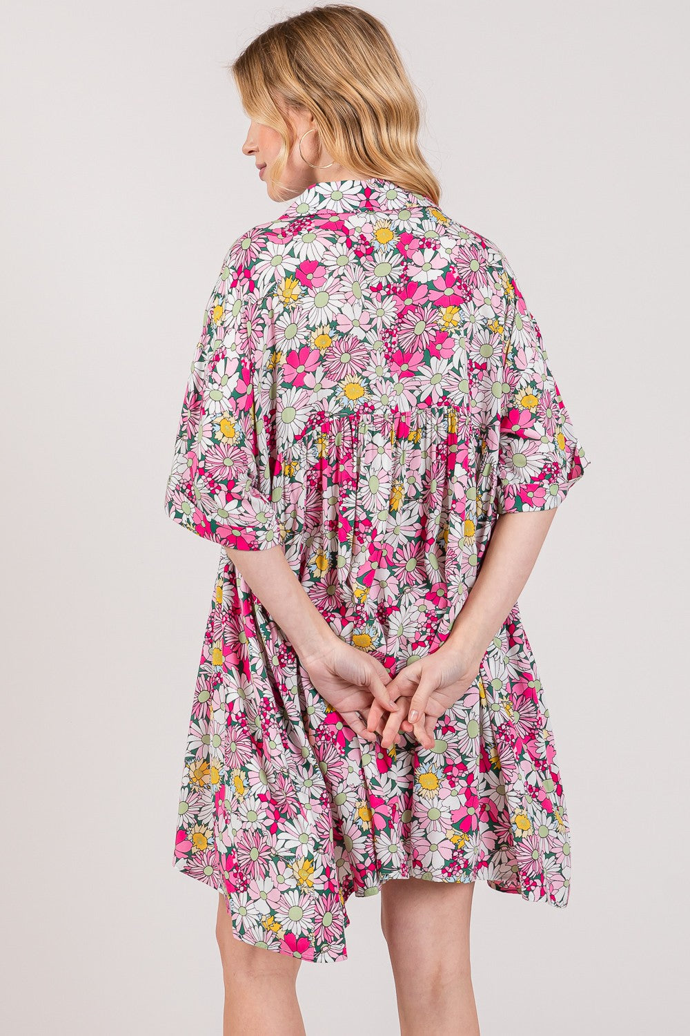 Millie Floral Button Down Mini Shirt Dress