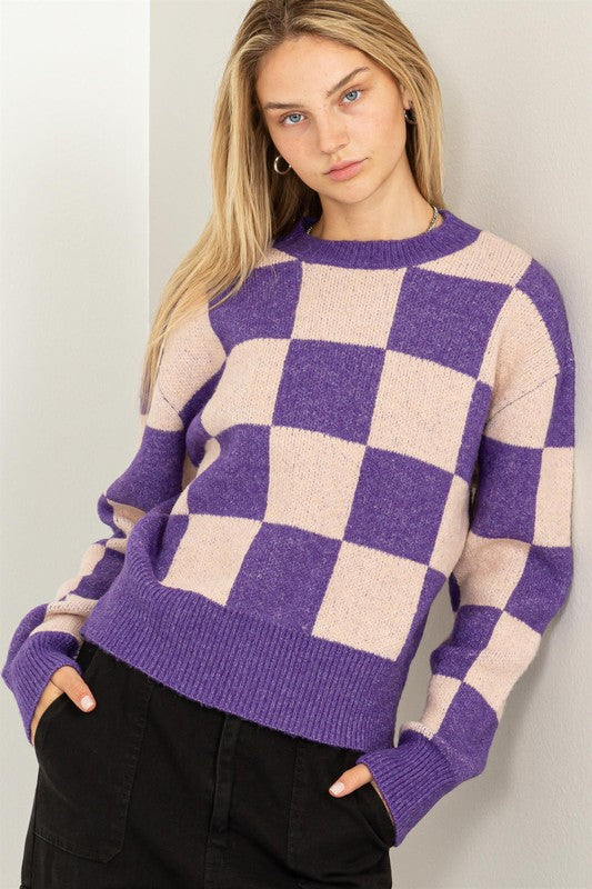 Waverly Checkered Long Sleeve Sweater