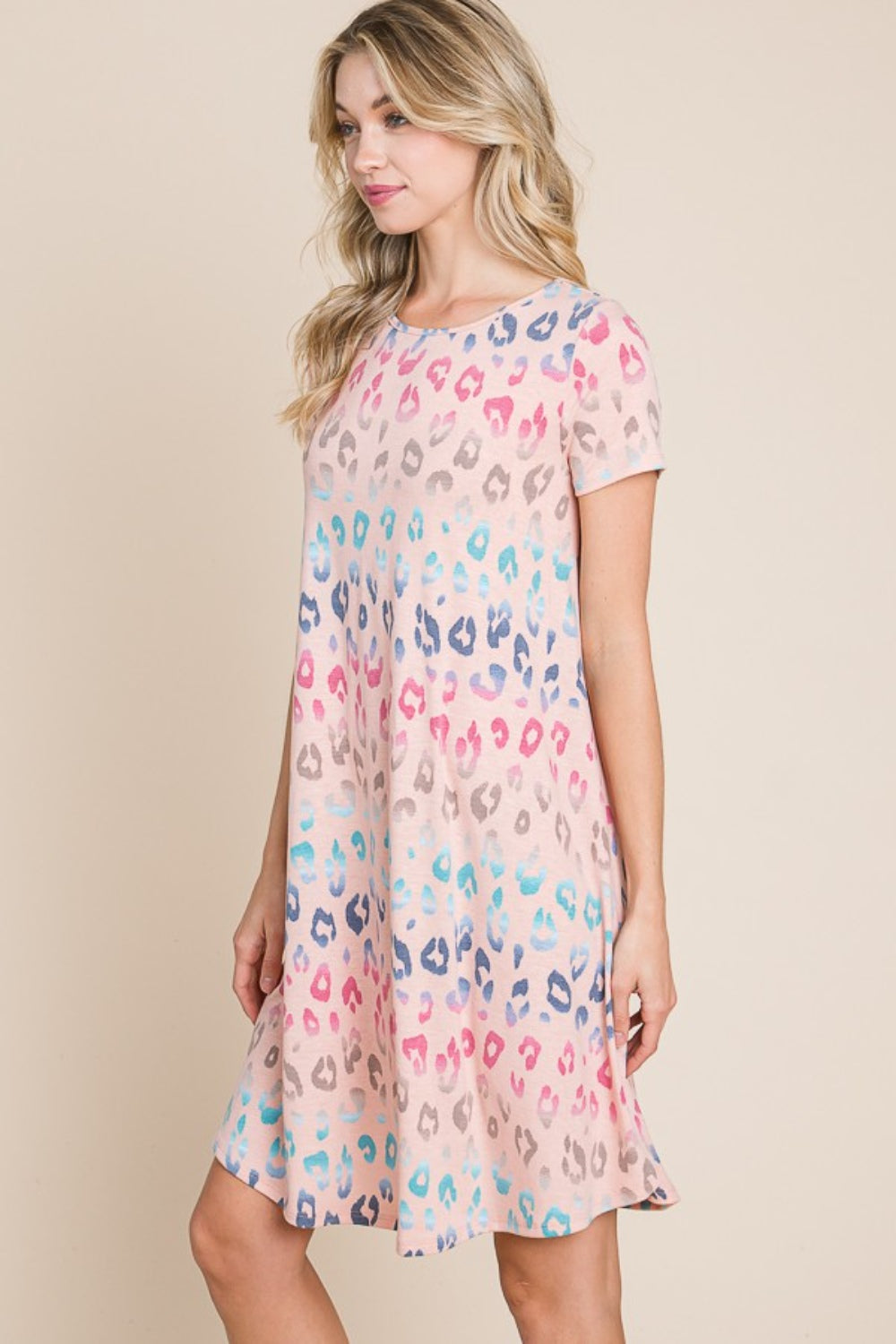 Colorful Leopard Short Sleeve Dress