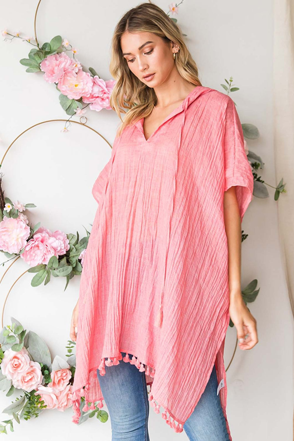 Cabo Tassel Hem Hooded Cover Up