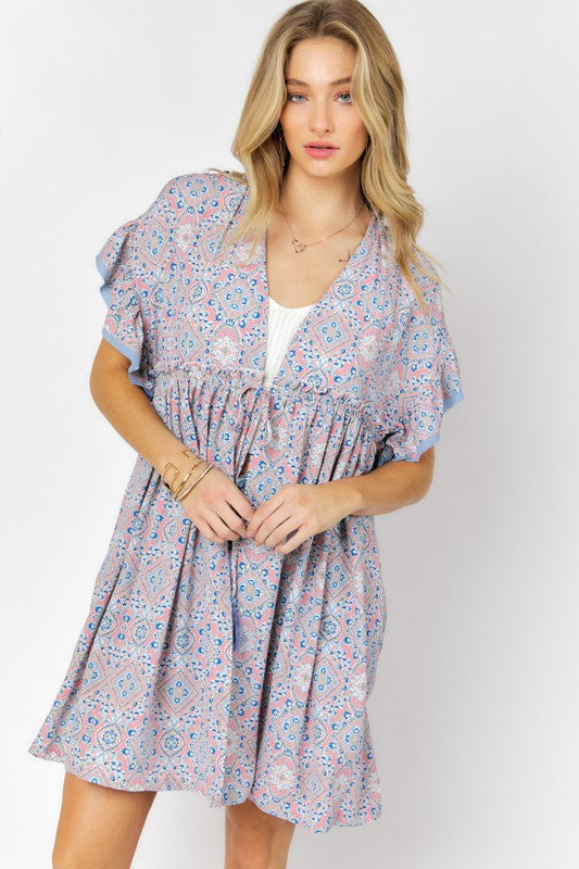 Raylene Short Sleeve Ruffle Kimono