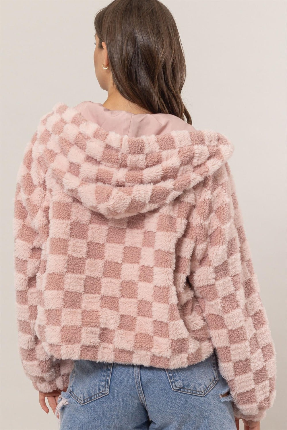 Sherpa Checkered Hooded Jacket