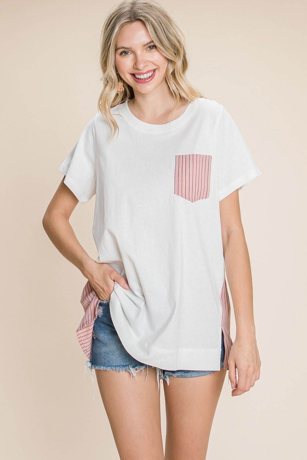 Kacy Striped Short Sleeve Top