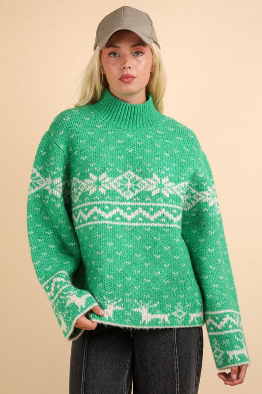 Oh Jolly Mock Neck Long Sleeve Sweater