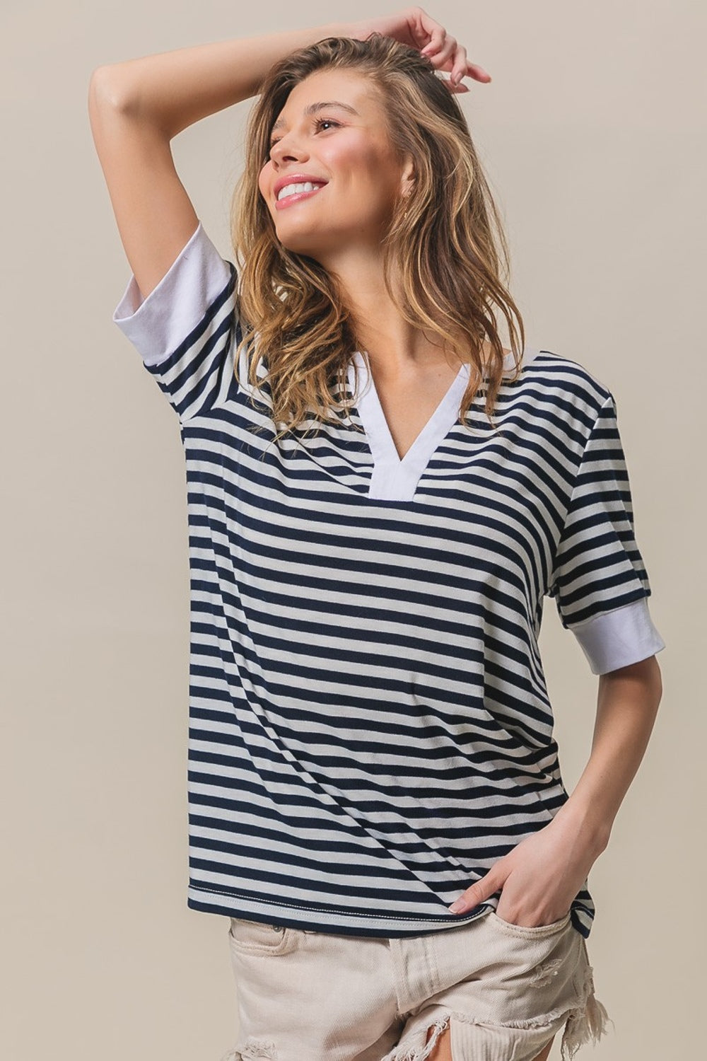 Colby Contrast Striped Knit Top