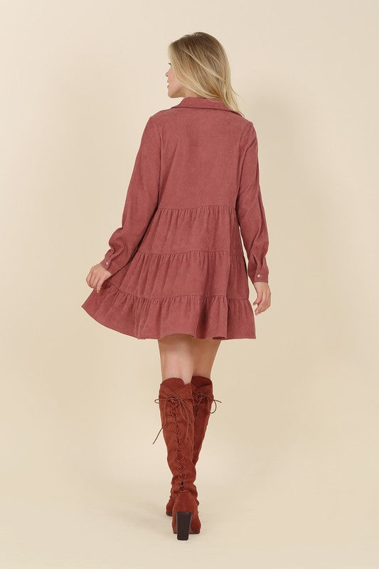 Maren Corduroy Tiered Dress