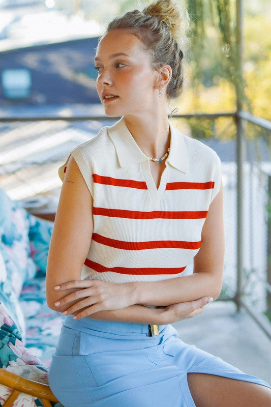 Ingrid Striped Polo Vest