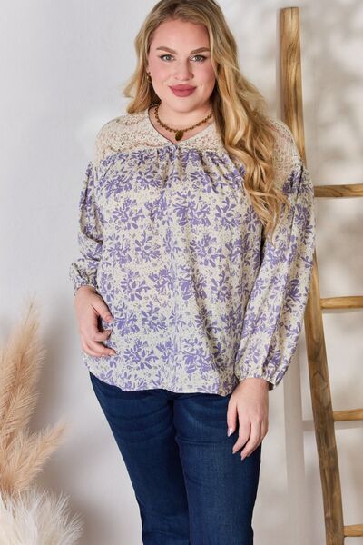 Lizzie Lace Detail Printed Blouse