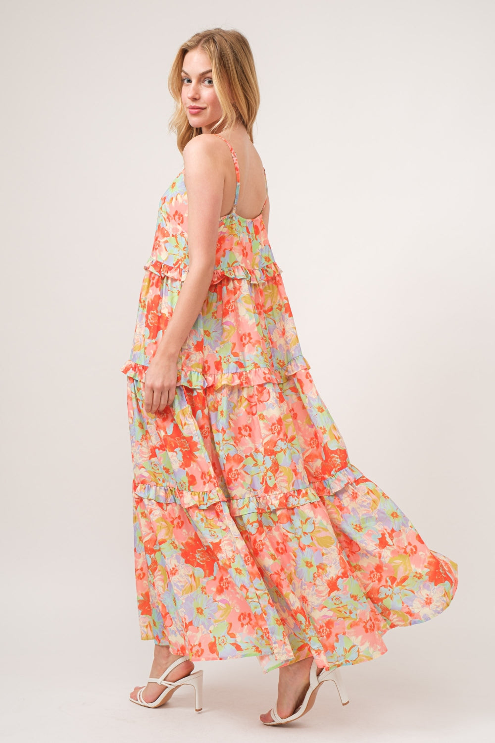 Daya Floral Ruffled Tiered Maxi Cami Dress