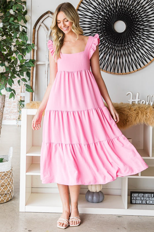 Gemma Rae Ruffled Sleeveless Tiered Midi Dress