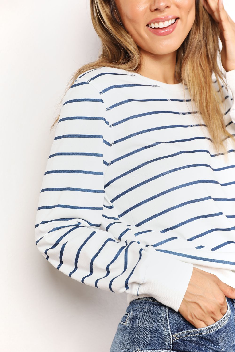 Brynn Striped Long Sleeve Round Neck Top