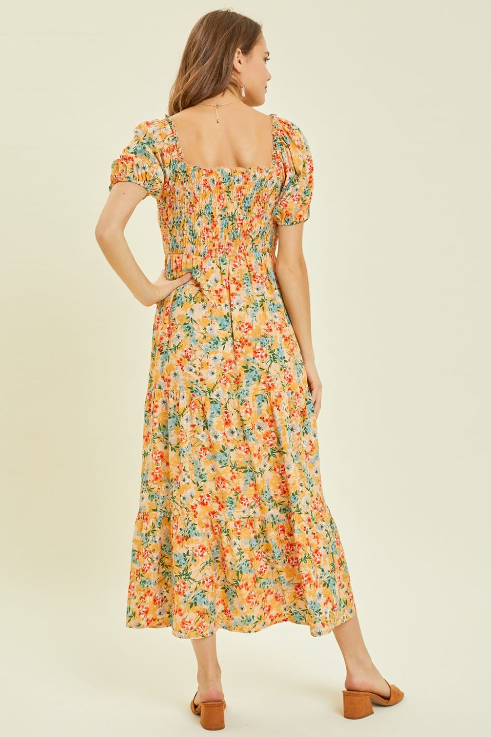 Leslie Floral Smocked Tiered Midi Dress