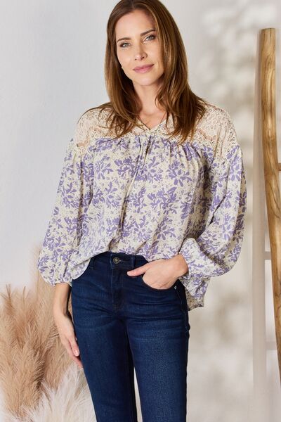 Lizzie Lace Detail Printed Blouse