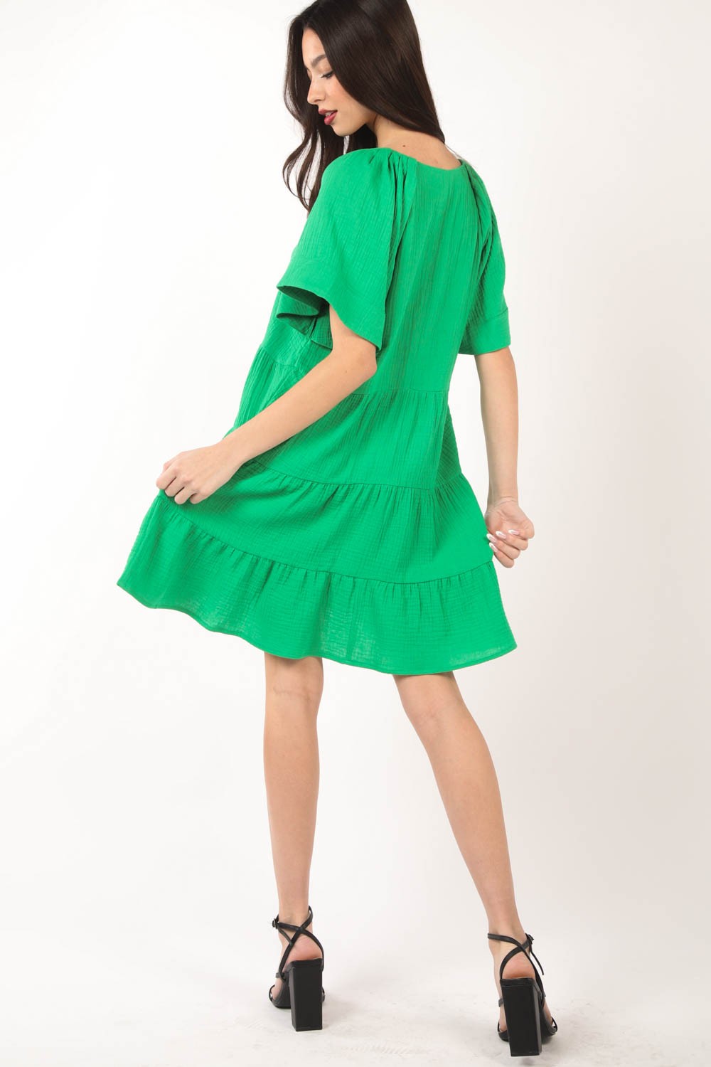 Ashley V-Neck Ruffled Tiered Dress