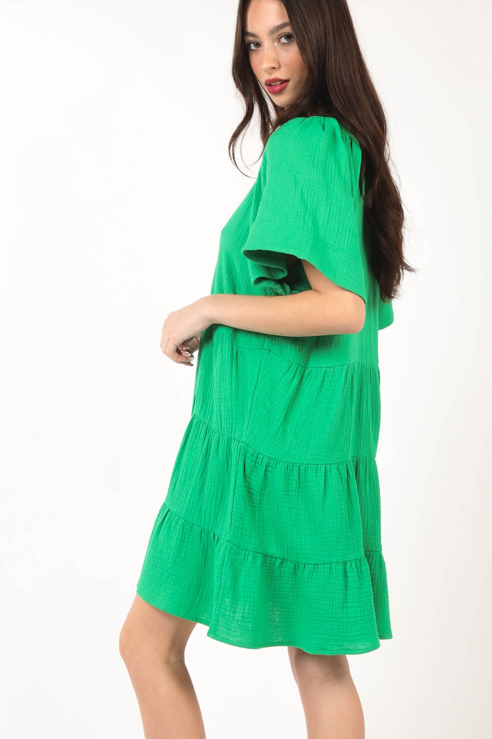 Ashley V-Neck Ruffled Tiered Dress