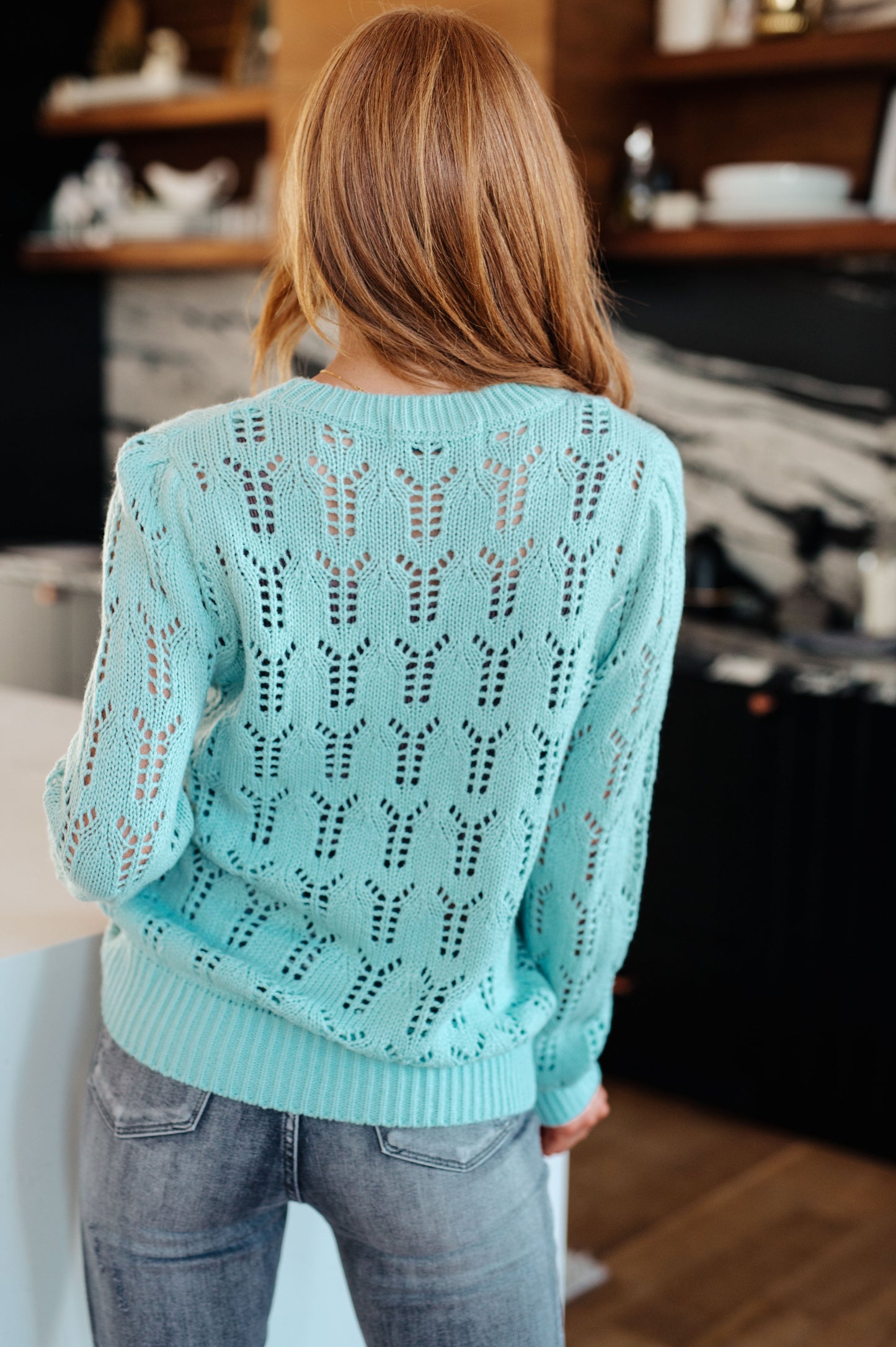 Sherry Sheer Pointelle Knit Sweater