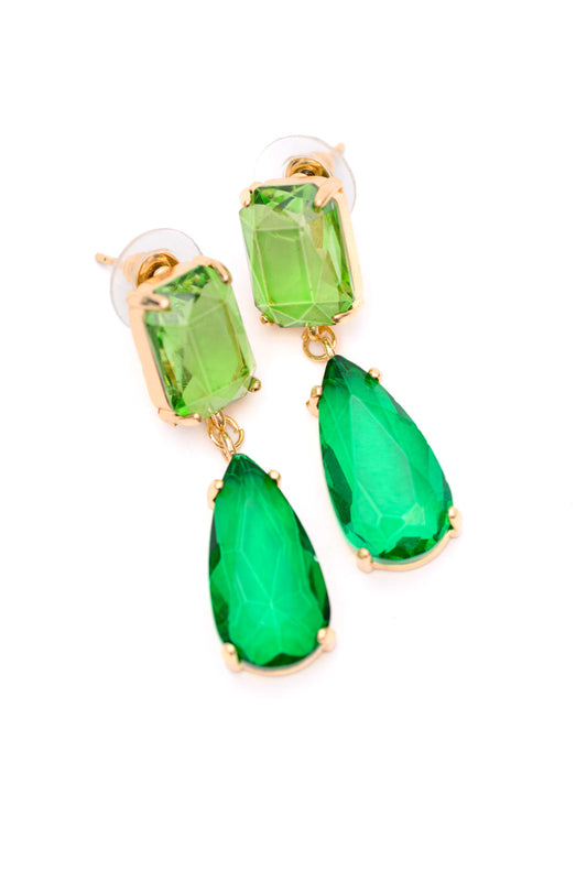 Sasha Sparkly Crystal Earrings in Green