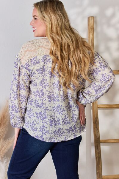 Lizzie Lace Detail Printed Blouse