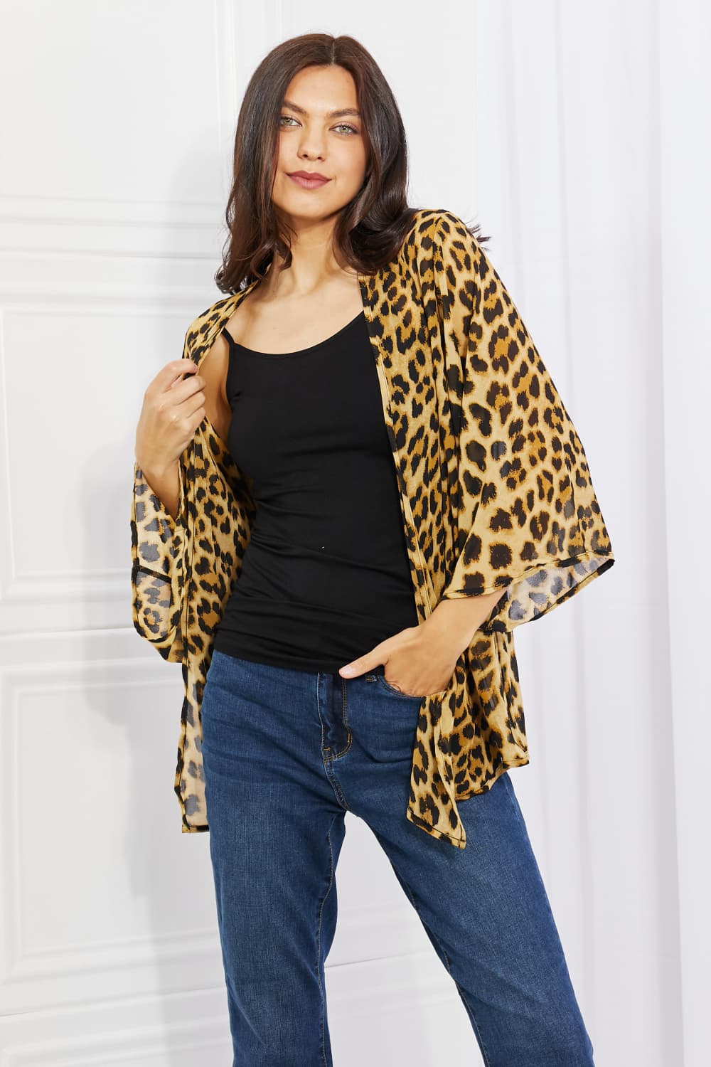 Marilyn Animal Print Kimono in Brown