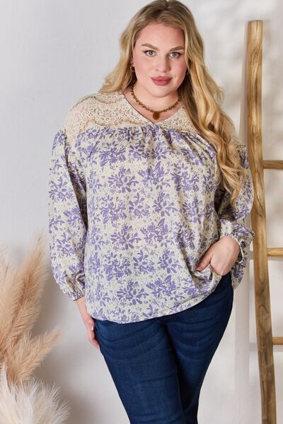 Lizzie Lace Detail Printed Blouse