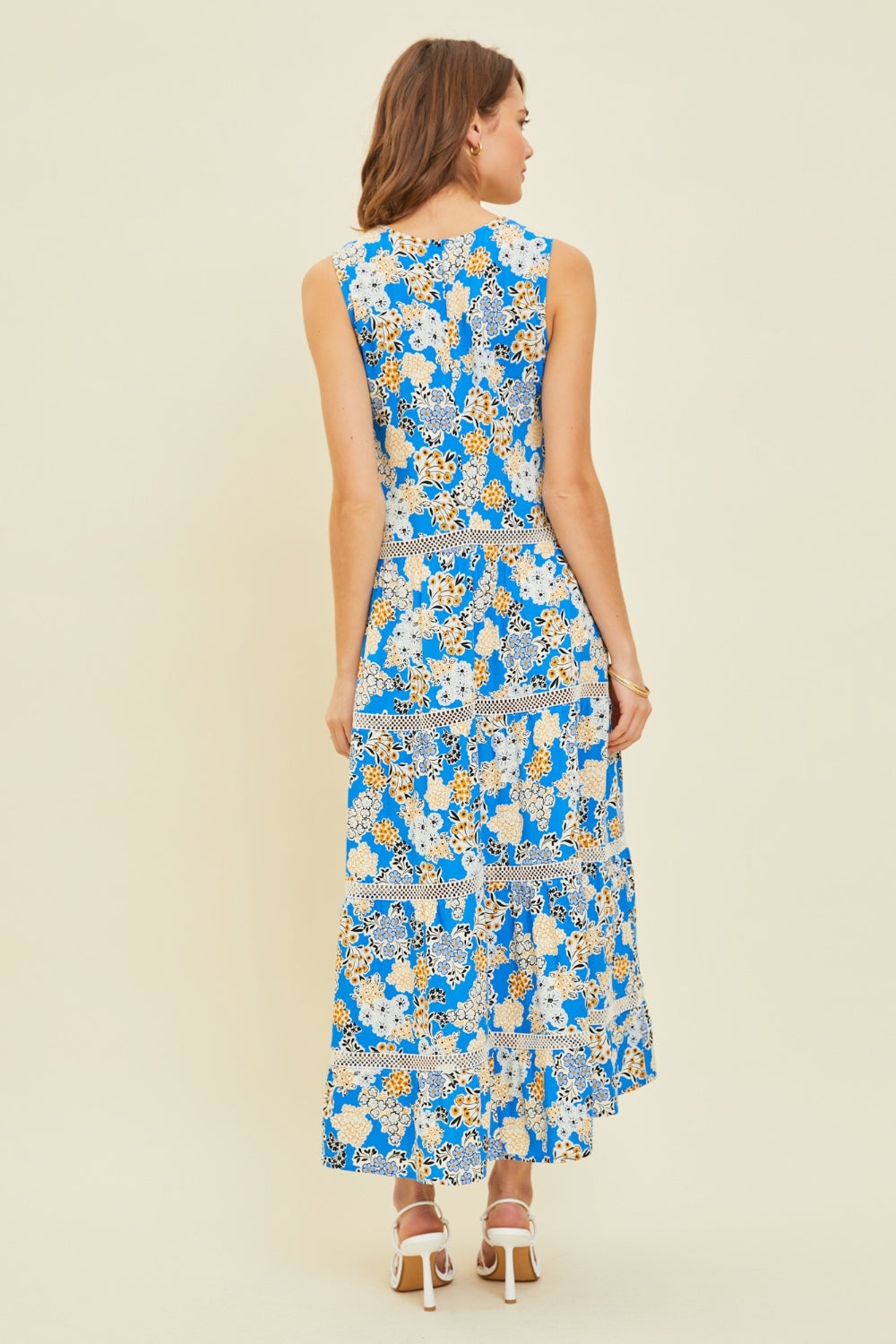 Ronnie Printed Crochet Trim Maxi Dress