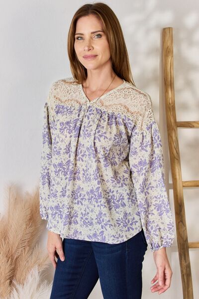 Lizzie Lace Detail Printed Blouse