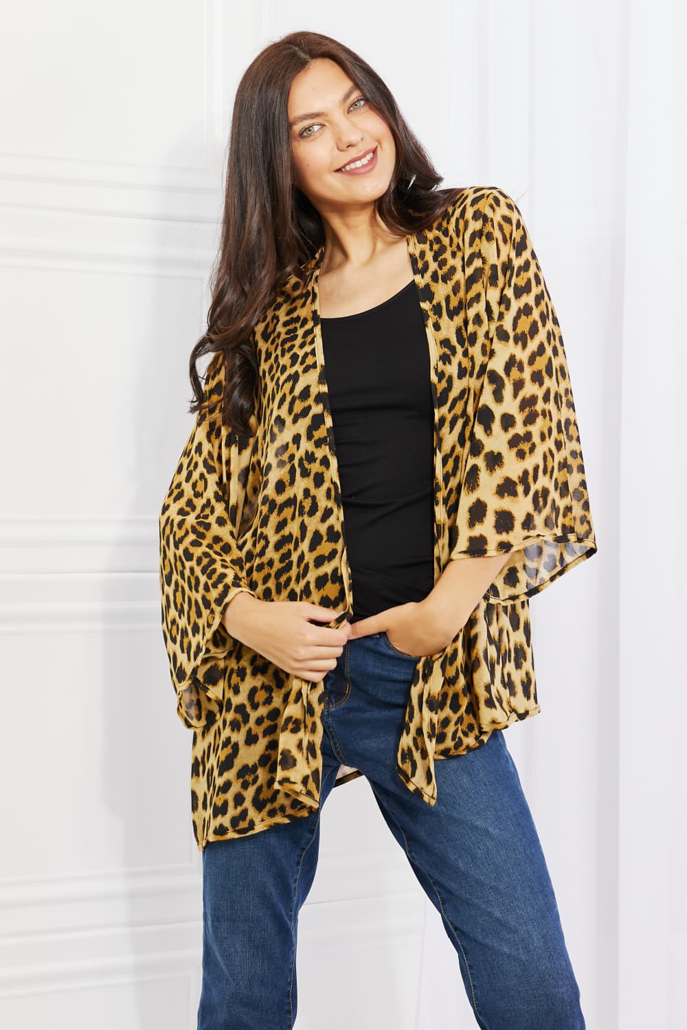 Marilyn Animal Print Kimono in Brown