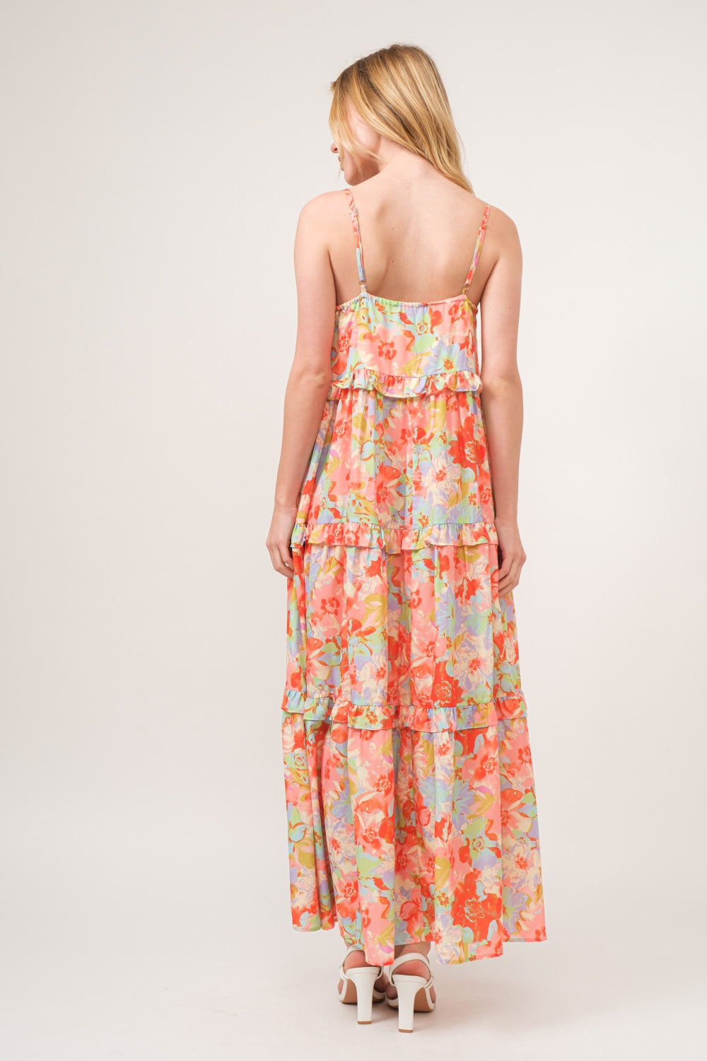 Daya Floral Ruffled Tiered Maxi Cami Dress