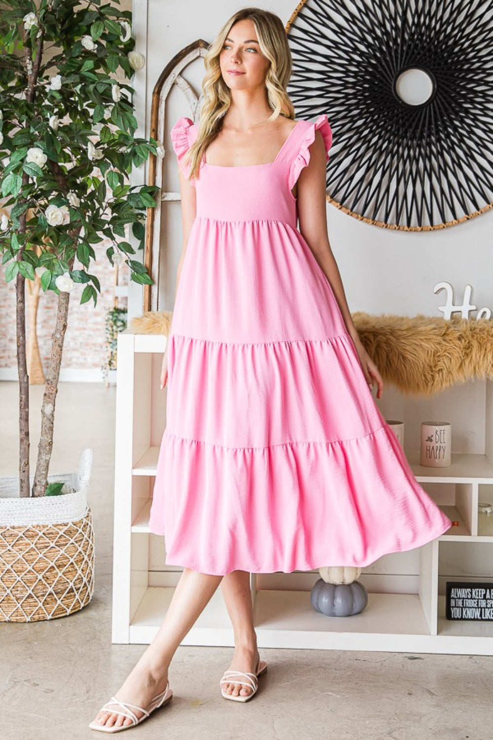 Gemma Rae Ruffled Sleeveless Tiered Midi Dress